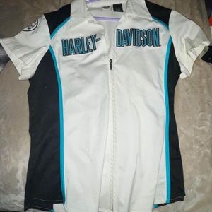 Women’s XL Harley Davidson zip up shop shirt